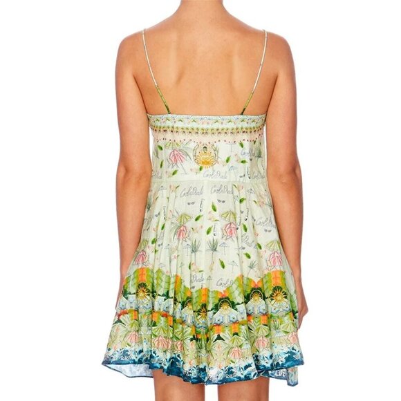 Camilla Sundowners Short Linen Dress With Tie Front Size XS NWT b162 - Picture 10 of 14